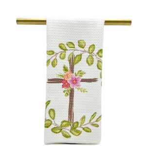 Keukenhanddoek Golden Greenery Cross || Pasen-theedoek || Paaskruishanddoek || Paasdecor - 743