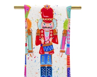 Colorful Nutcrackers Kitchen Towel || Nutcracker Art || Nutcracker Tea Towel || Christmas Tea Towel || Christmas Decor - 511