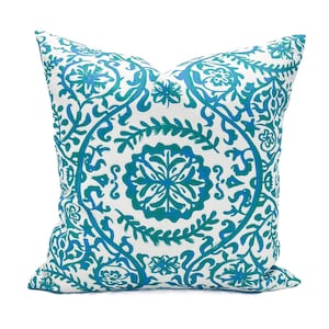 Turquoise Damask 20x20 Pillow - 398