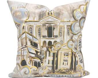 Oxford Mississippi Pillow with Gold Foil Accents  ||  Oxford, MS Art  ||  Oxford Decor  ||  The Square - 411