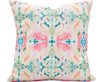 Kaleidoscope Pillow || Ivory, Pink & Teal Kaleidoscope Pillow || Trendy Throw Pillow - 1195