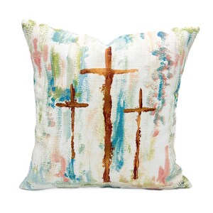 Golden Crosses Pillow || Crosses Pillow || Cross Art Pillow - 020