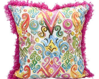 Gold Foil Colorful Damask Pattern Pillow || Colorful Pillow - 367