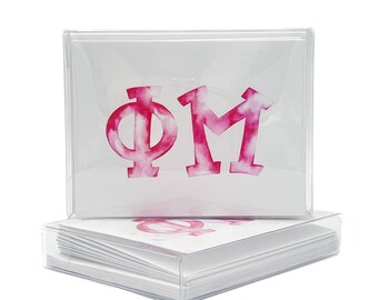 Phi Mu Watercolor Folded Notes || Phi Mu Note Cards || Greek Stationery - 087