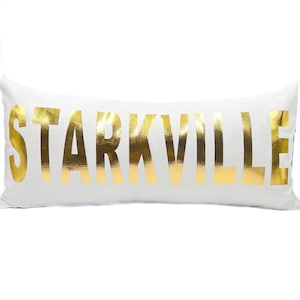 Almohada Starkville con lámina dorada // Almohada Starkville // Cojín lumbar Starkville de 16 x 32 pulgadas - 210