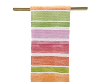 Paño de cocina con rayas de acuarela // Paño de cocina colorido // Toalla de mano primavera verano - 374