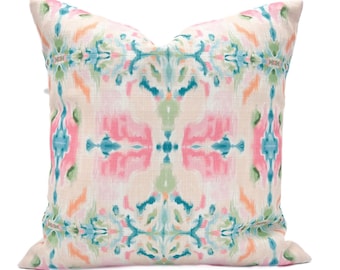 Kaleidoscope Pillow || 20x20 Ivory, Pink & Teal Kaleidoscope Pillow || Trendy Throw Pillow - 1197