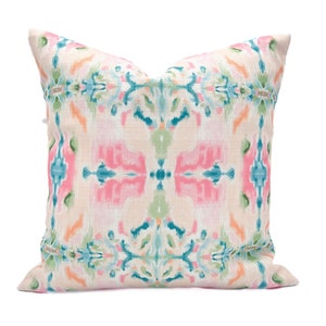 Kaleidoscope Pillow || 20x20 Ivory, Pink & Teal Kaleidoscope Pillow || Trendy Throw Pillow - 1197