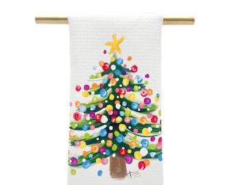 Splatter Tree Tea Towel || Christmas Tree Kitchen Towel || Christmas Decor - 703