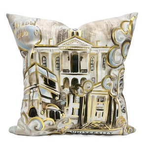 Golden Oxford Scene Pillow || Gold Foil Pillow || Neutral Oxford Pillow - 411