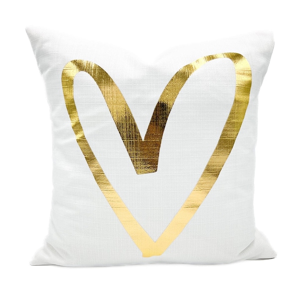 Gold Foil Heart Pillow  ||  Valentines Pillow  ||  Valentines Decor - 302