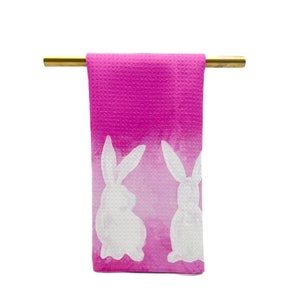 Pink Bunny Backs Easter Tea Towel || Bunny Kitchen Towel || Easter Tea Towel - 1149