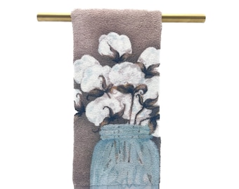 Taupe katoenen theedoek || Katoenen Art-keukenhanddoek || Zuidelijke keukenhanddoek - 014
