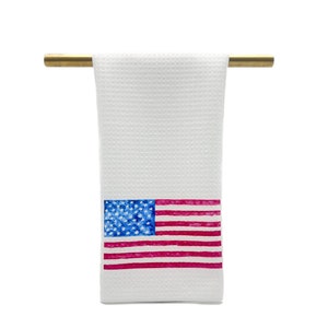 Watercolor Flag Tea Towel || 4th of July Towel || Patriotic Kitchen Towel - 669