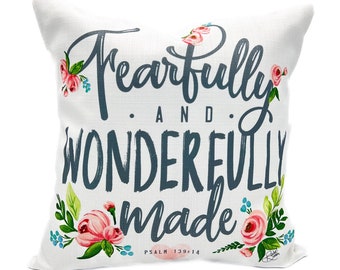 Fearfully & Wonderfully Made Pillow || Scripture Pillow || Nursery Pillow - 400