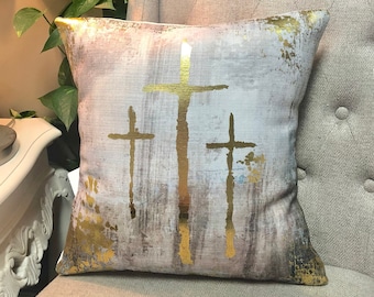 Golden Scripture Cross Velvet Pillow main image 0