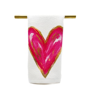 Pink Heart Tea Towel || Heart Kitchen Towel || Valentines Tea Towel - 723