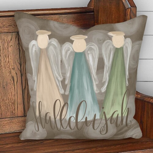 Angel Pillow Christmas Halellujah Angels Pillow Etsy