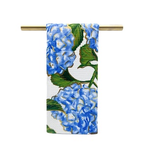 Blue Hydrangeas Tea Towel || Spring Kitchen Towel || Floral Hand Towel - 1100