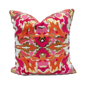 Pink & Orange Kaleidoskop Goldfolien Kissen || Kaleidoskop Kissen || Rosa Kissen || Goldfolien-Kissen || Oranges Kissen - 1040