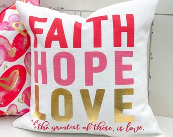 Pillow Faith Love Etsy