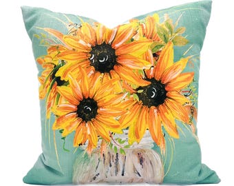 Sunflower Jar Pillow || Fall Pillow || Sunflower Pillow - 494
