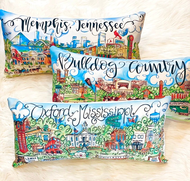 Oxford Mississippi Pillow Oxford Watercolor Pillow Etsy