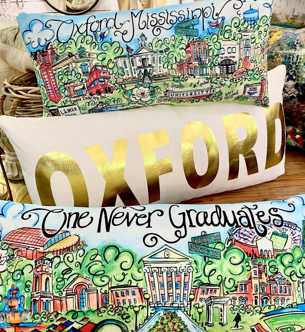 Oxford Mississippi Pillow Oxford Watercolor Pillow Etsy