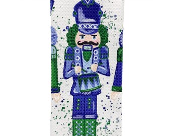 Navy & Emerald Nussknacker Küchentuch || Blauer Nussknacker Kunst || Nussknacker Geschirrtuch || Weihnachten Geschirrtuch || Weihnachtsdekor - 1289