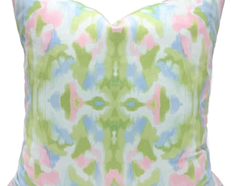 Grandmillennial Kaleidoscope Pillow || Pink, Blue and Green Dorm Pillow || Monogram Pillow || 20x20 Trendy Throw Pillow - 1777