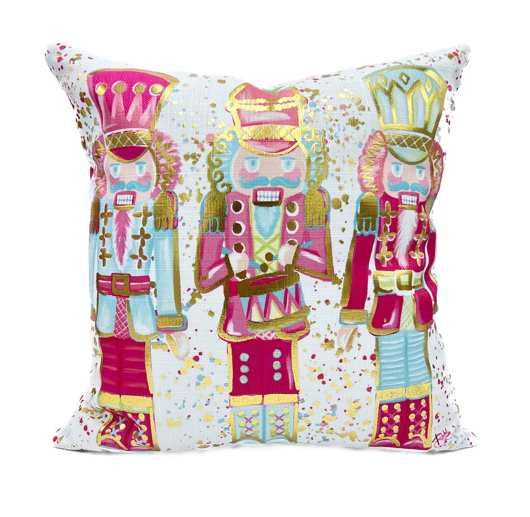 Pink & Mint Nutcrackers Pillow Gold Foil Nutcrackers Nutcracker Decor