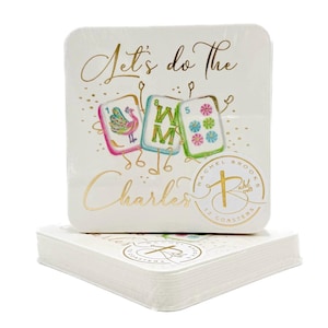 Gold Foil “Let’s do the Charleston” Mahjong Tiles Disposable Coasters || Mahjong Coasters - 1722 bild 1