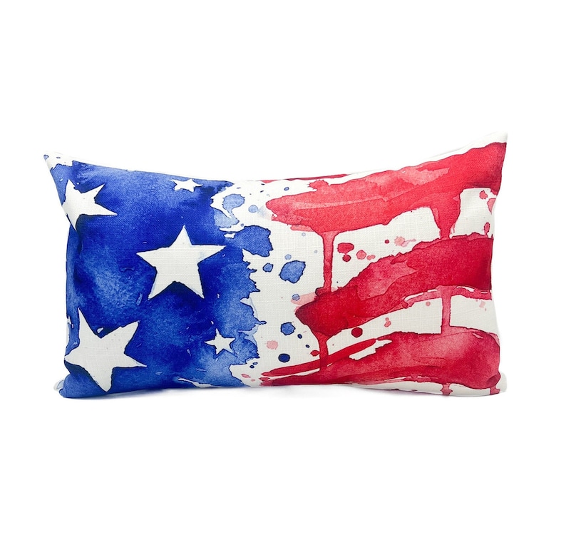 TheOlivePressTupelo Watercolor USA Flag Pillow