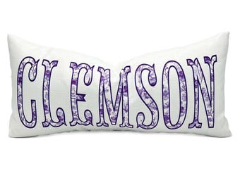 Custom Purple Floral Clemson Pillow || Home Decor || Custom Throw Pillow - 1918