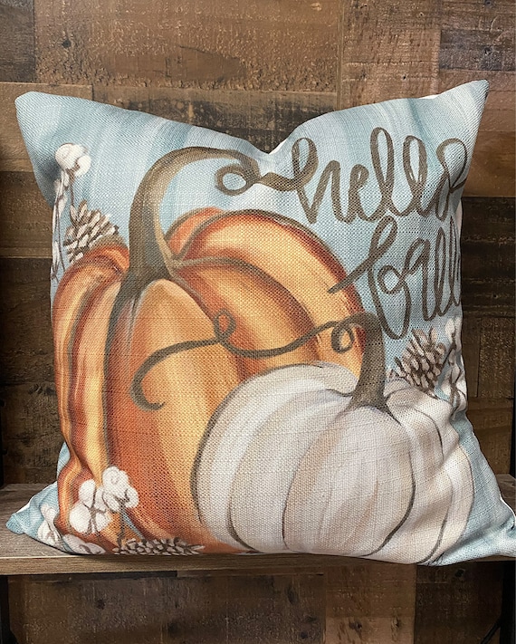 Pumpkin Pillow Hello Fall Pillow Fall Decor