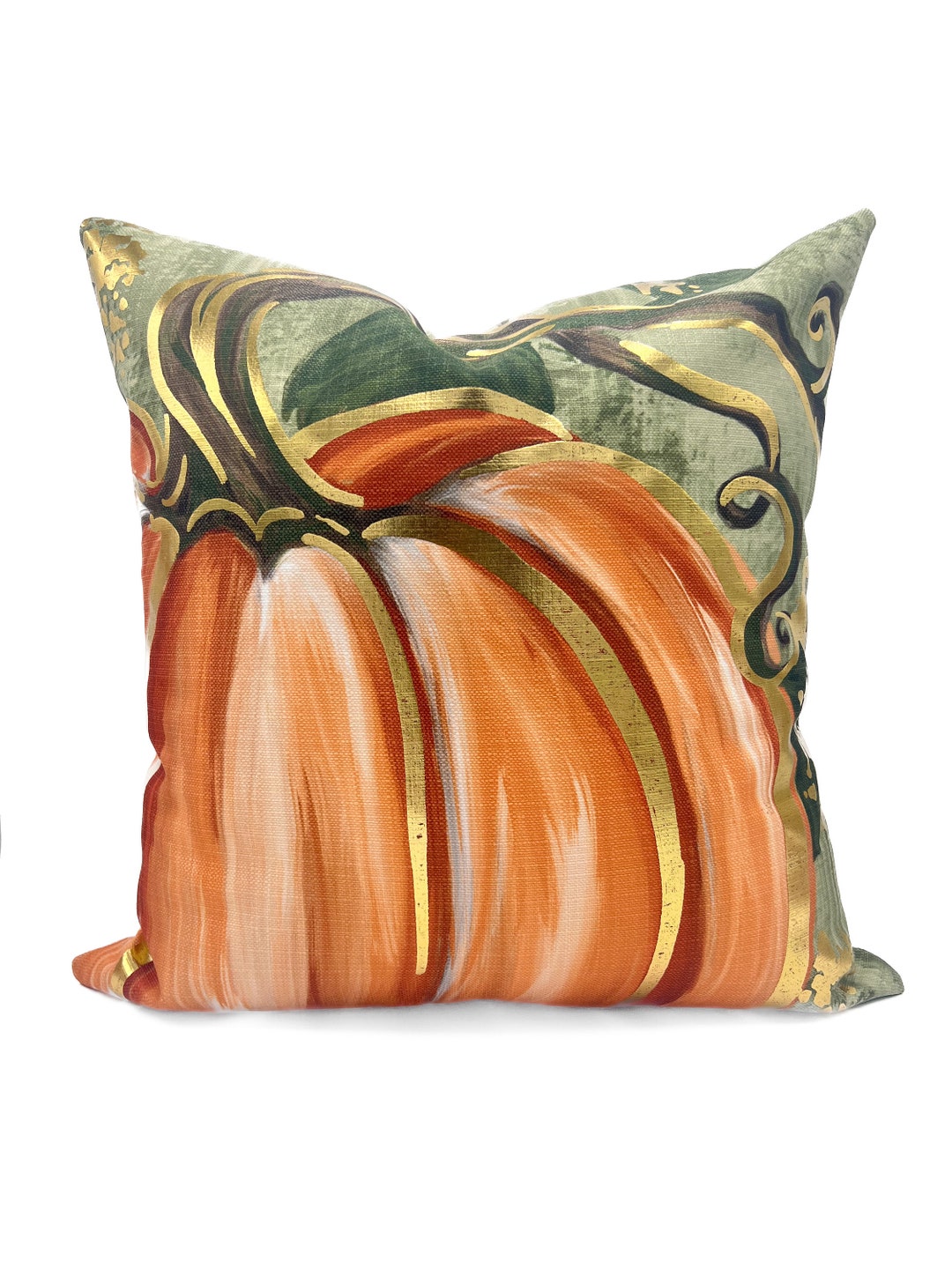 Gold Foil Pumpkin Pillow Oversized Orange Pumpkin Pillow Etsy