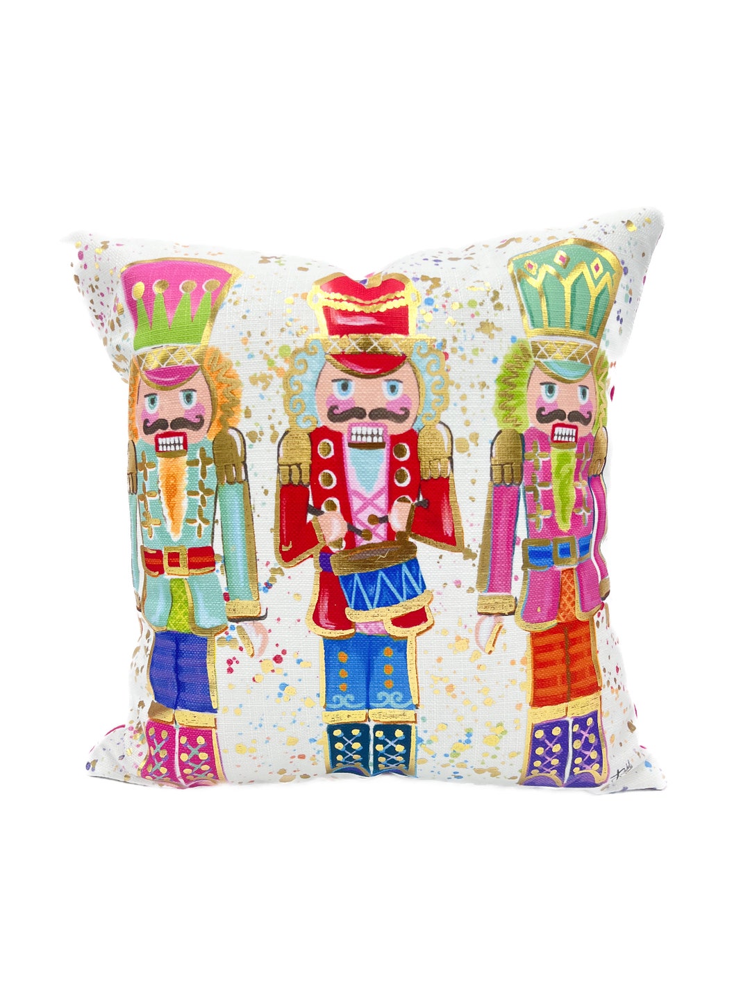 Colorful Nutcrackers Pillow Gold Foil Nutcrackers Nutcracker Decor