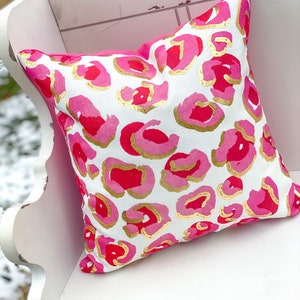 Gold Foil Pink Leopard Pillow Valentines Pillow Valentines Decor Leopard Print Pillow 308 image 2