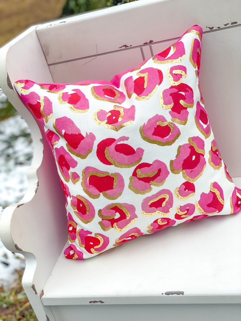 Gold Foil Pink Leopard Pillow Valentines Pillow Valentines Decor Leopard Print Pillow 308 image 2