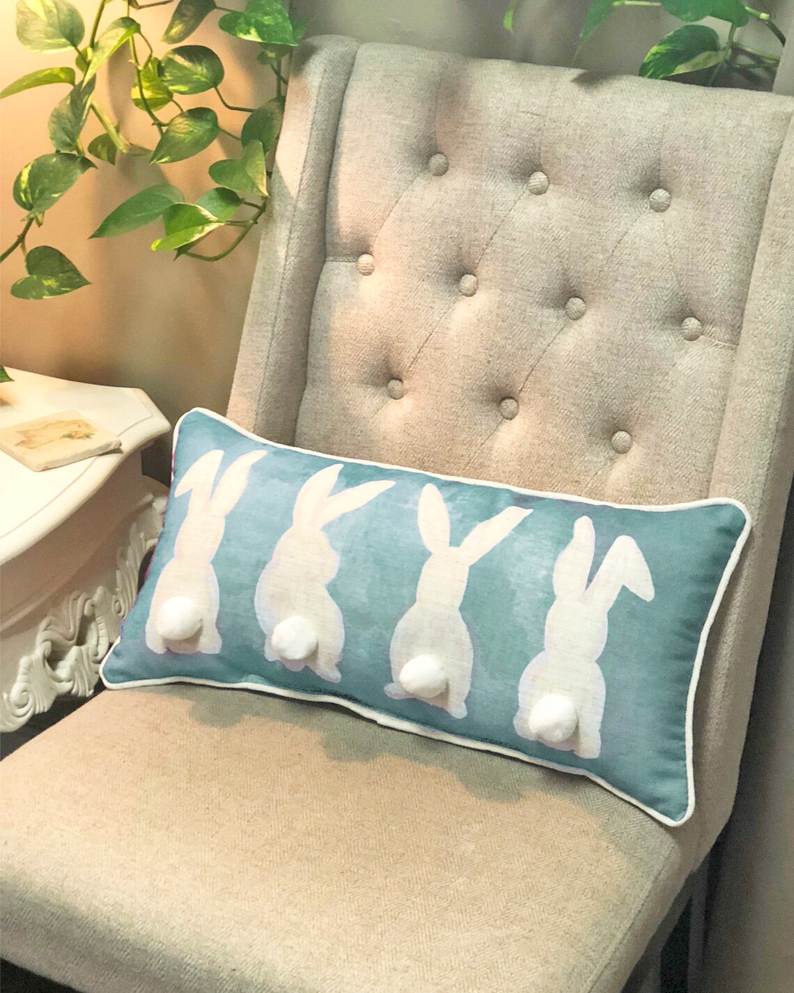 Easter Pillow Bunny Tails Pillow Easter Decor Etsy