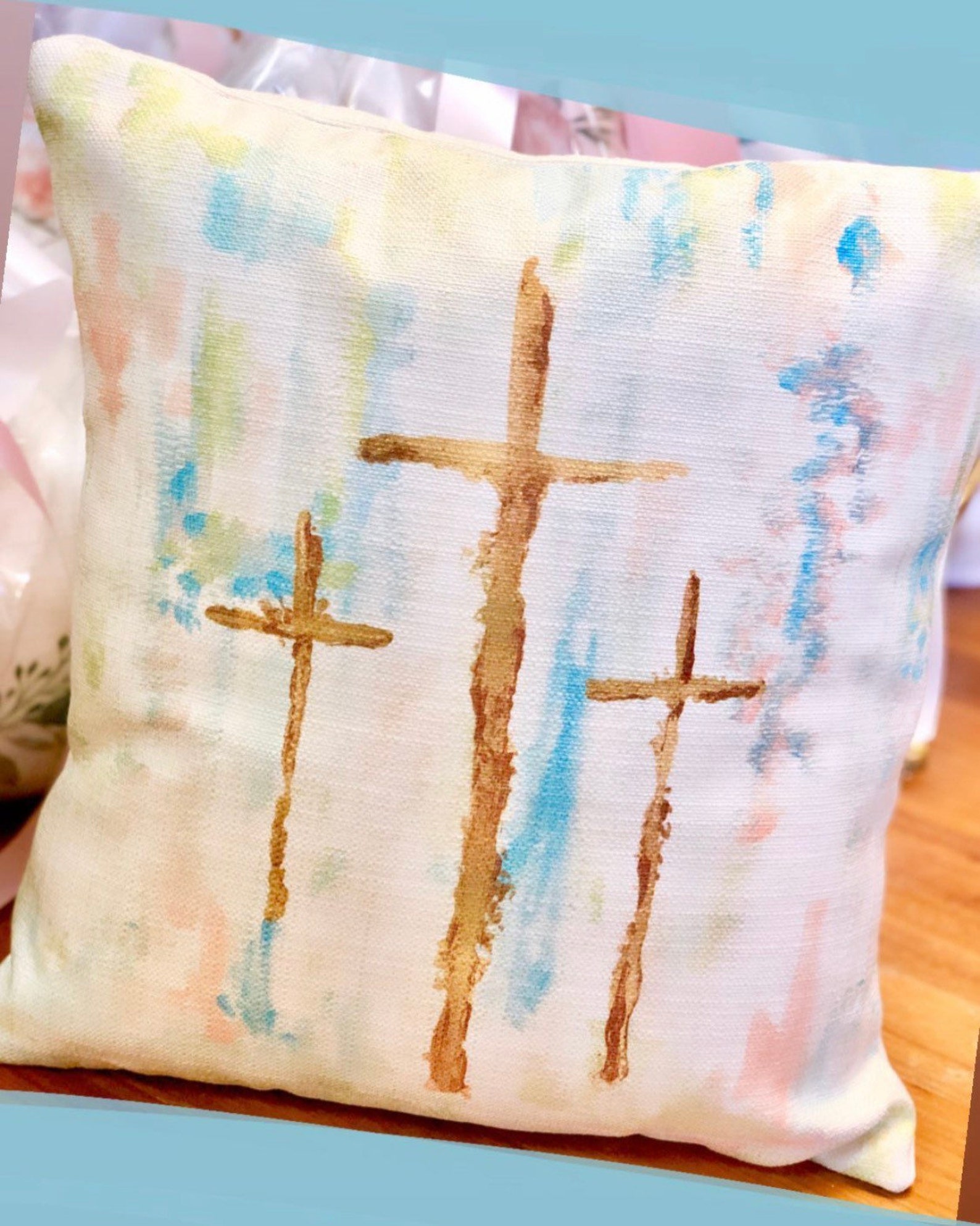 Golden Crosses Pillow Cross Pillow Cross Art Pillow Etsy