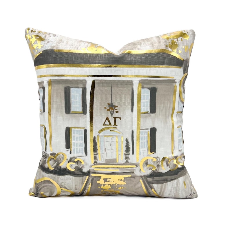 Almohada dorada de la hermandad Delta Gamma // Almohada de la casa DG // Ole Miss - 255 imagen 1
