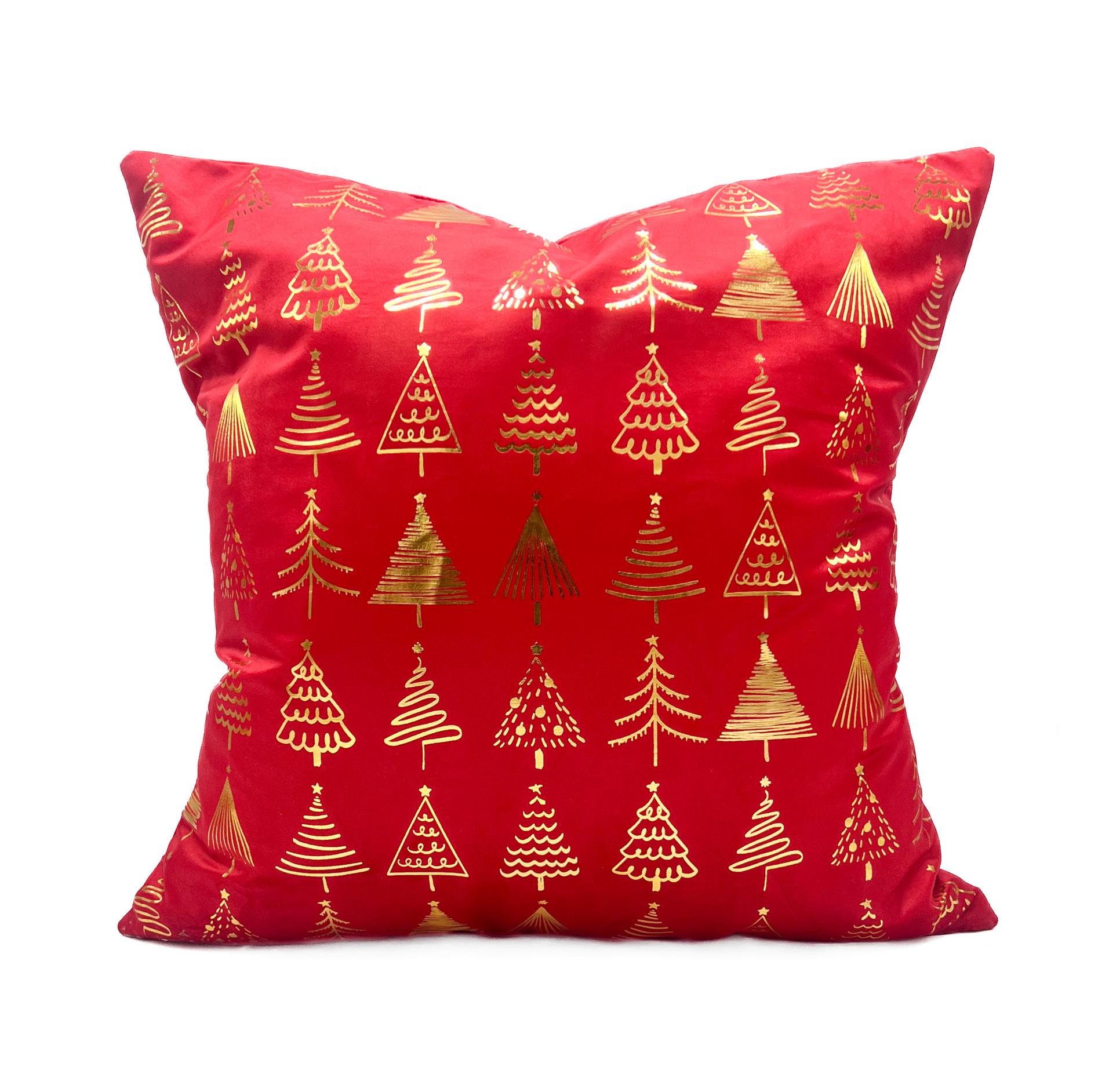 Christmas Tree Red And Gold Christmas Pillows Gold Foil Red Velvet