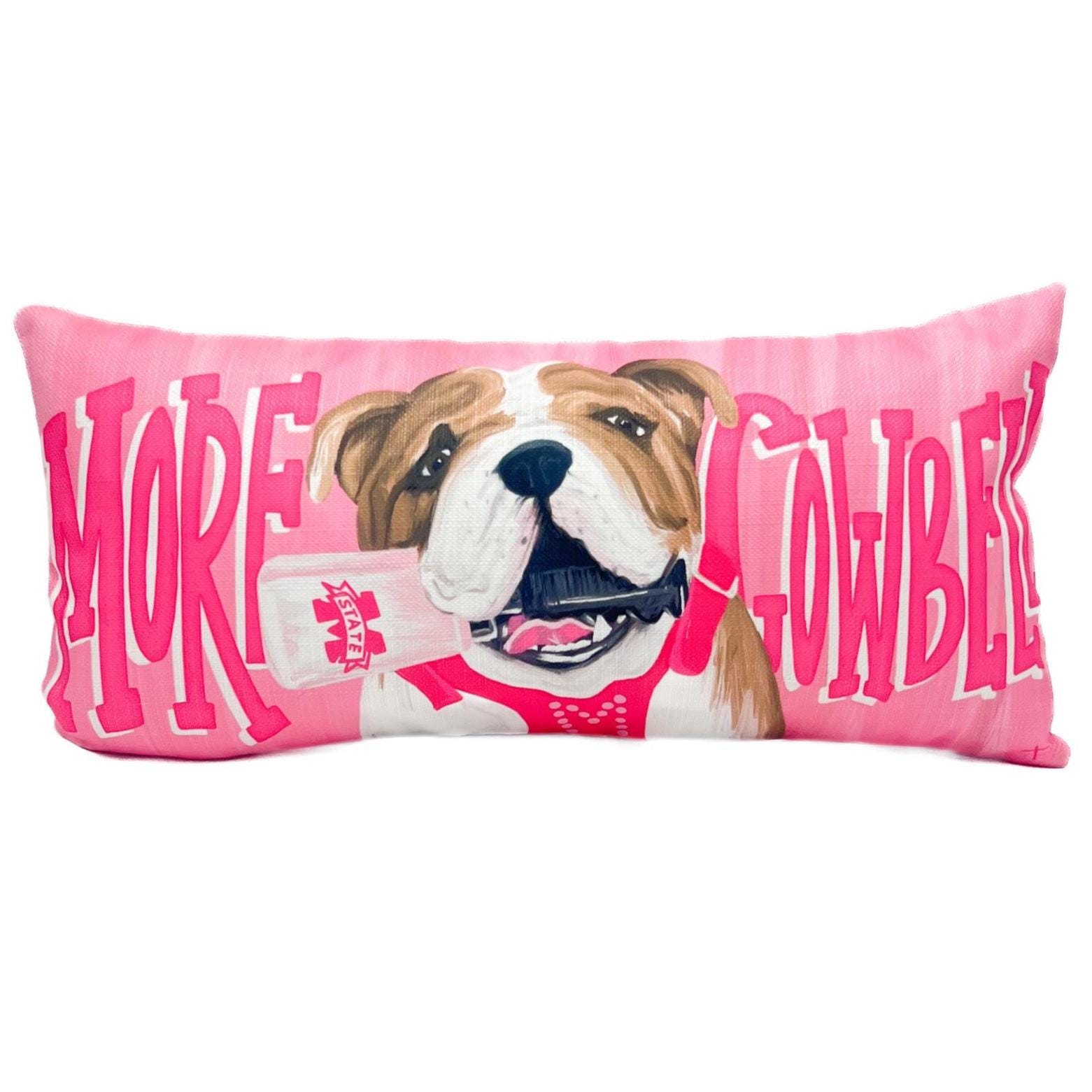 Pink More Cowbell Pillow || Mississippi State Bulldog Pillow || Bully Pillow - 1496