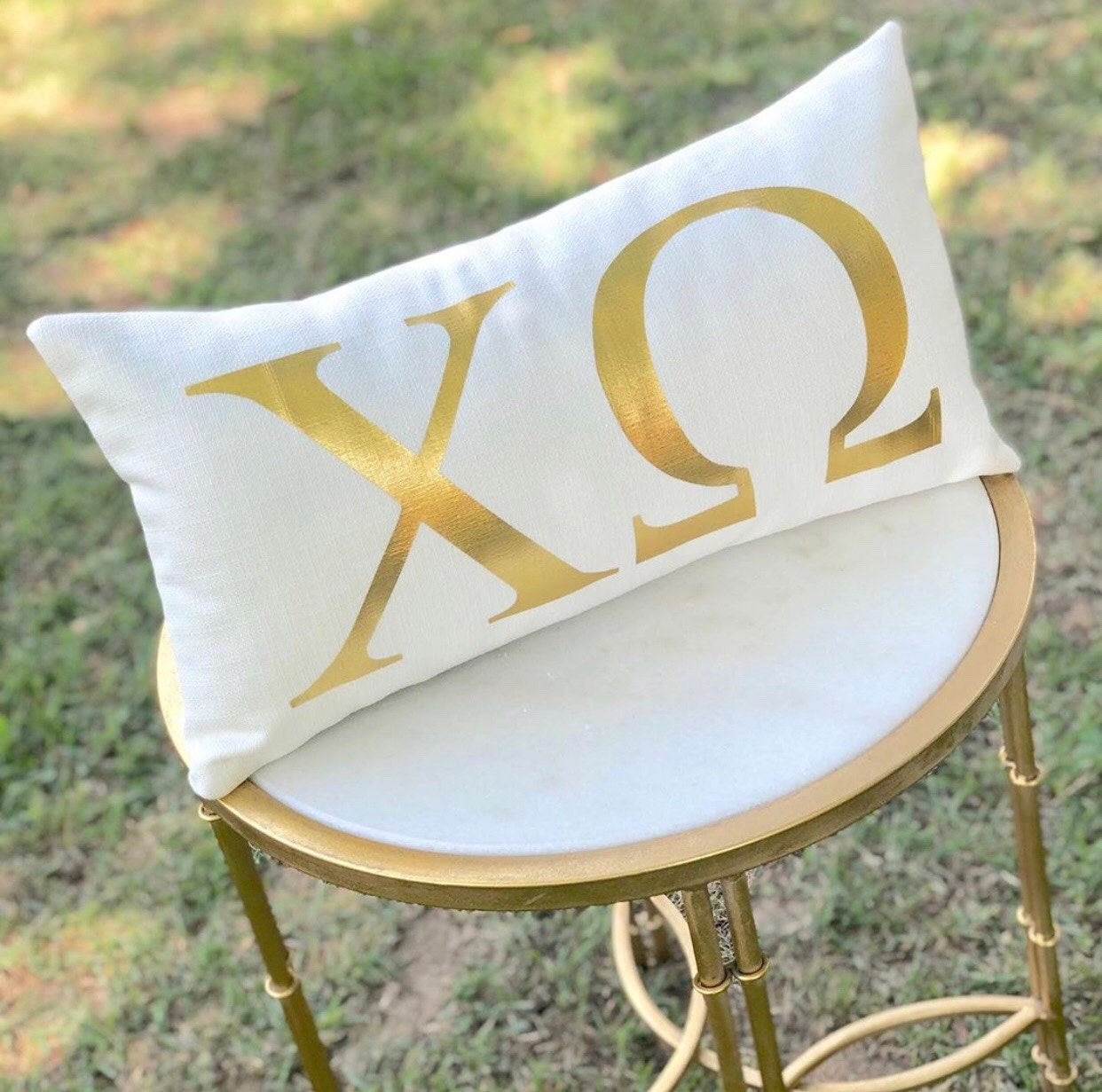 Chi O Pillow Gold Foil Greek Pillow Customizable Etsy