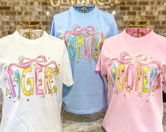 Gold Foil School Tshirt! Bow and Stars Mascot Shirts!