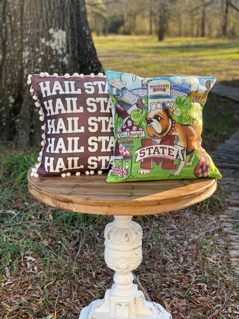 Mississippi State Pillow MSU Collage Pillow Bulldog Etsy