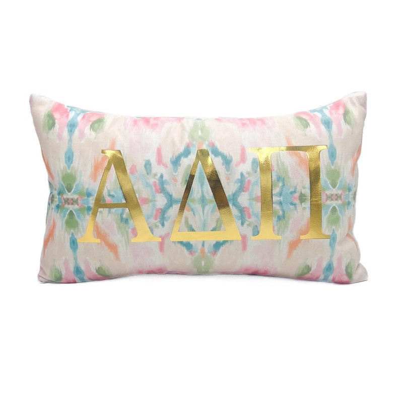 Adpi Gold Letters Gold Foil Alpha Delta Pi Velvet Kaleidoscope Pillow || Sorority Pillow ...