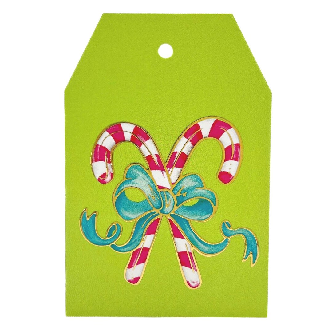 Gold Foil Pink & Mint Candy Canes Gift Tags || Christmas Gift Tags ...
