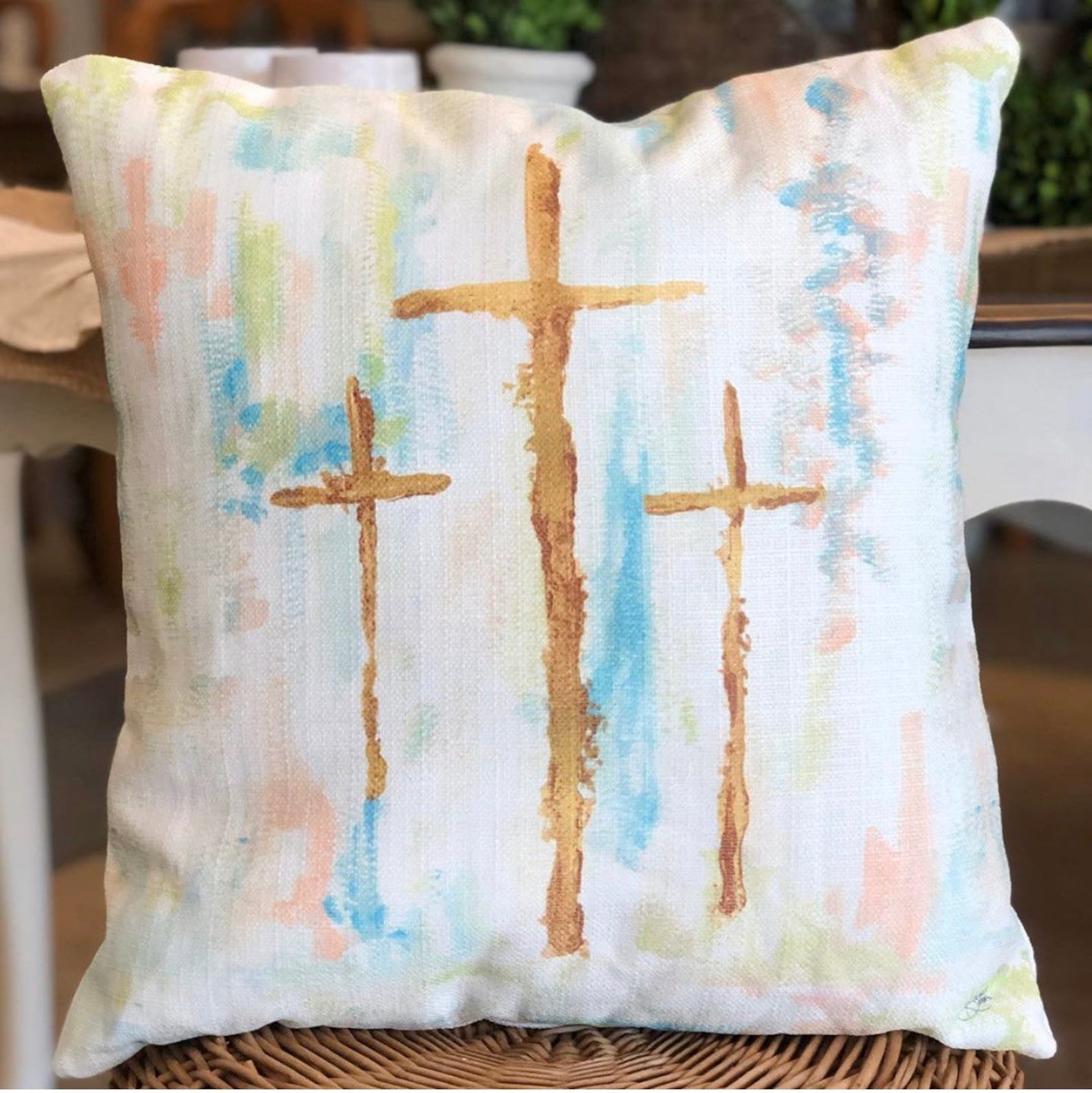 Golden Crosses Pillow Cross Pillow Cross Art Pillow Etsy